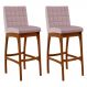 Kit 02 Banquetas Altas Para Cozinha Sala de Jantar Fixa Mila B04 Suede Rosê - Lyam Decor