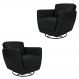 Kit 2 Poltronas Decorativas Valentina Sala de Estar Giratória Couro Preto Manchado G40 - Gran Belo