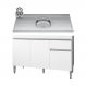 Balcão Gabinete Com Pia Inox 120cm 3 Portas e 1 Gaveta Tatiane Branco - AJL Móveis