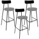 Kit 03 Banquetas Alta Cozinha Sala Jantar Em Aço Milão L02 Couríssimo Preto Pied Poule - Lyam Decor