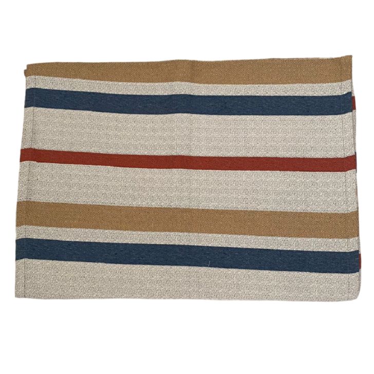 Passadeira Listrada OAK Mostarda e Azul 100x60 cm