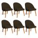 Kit 06 Cadeiras Poltrona de Jantar Luna Suede Marrom Pés Palito Castanho - Pallazio