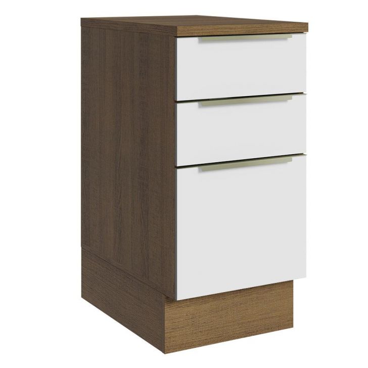 Balcão 40 cm 3 Gavetas Rustic/Branco Veludo Lux Madesa