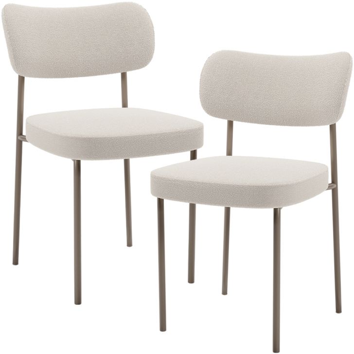 Kit 02 Cadeiras Para Sala De Jantar Melina Base Arena L02 Bouclê Cru - Lyam Decor