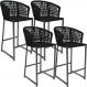 Kit 04 Banqueta Para Área Gourmet Cozinha Varanda Corda Náutica Porto D04 Preto - Lyam Decor