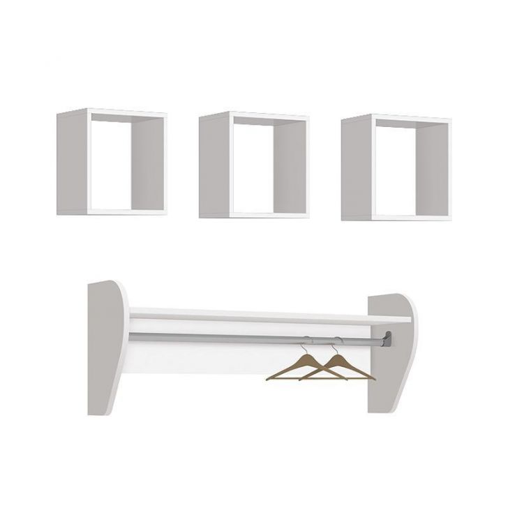 Kit 3 Nichos e Prateleira Juju Branco Fosco - Reller Móveis