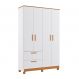 Guarda-Roupa Infantil Jujuba 4 Portas 2 Gavetas Branco e Nature