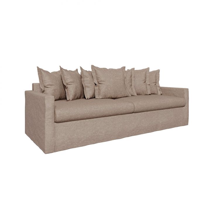 Image of Sofá 3 Lugares Enseada Com Capa Removível Linho Bege Claro 220 Cm PLA-MO895UP55HXOMOB