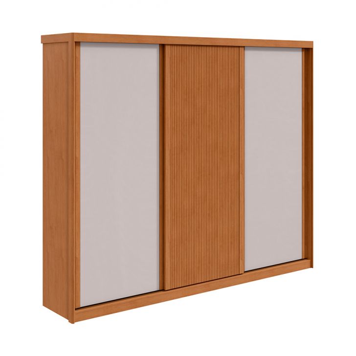 Guarda-roupa Casal Ollie Sem Pés 3 Portas 6 Gavetas Amêndoa E Off White