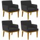 Kit 4 Poltronas Decorativas Sala De Estar E Recepção Base Mel Beatriz W01 Bouclê Preto - Lyam Decor