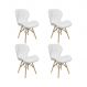 Kit 4 Cadeiras Estofada Eiffel Slim Wood Pés de Madeira Branco