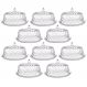 Conjunto 8 Porta Bolos Transparente com Cúpula 25cm Tortas Doces Padaria Hotel Crippa