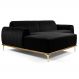Sofá 350cm 6 Lugares com Chaise Esquerdo Pés Gold Molino B-300 Veludo Preto - Domi