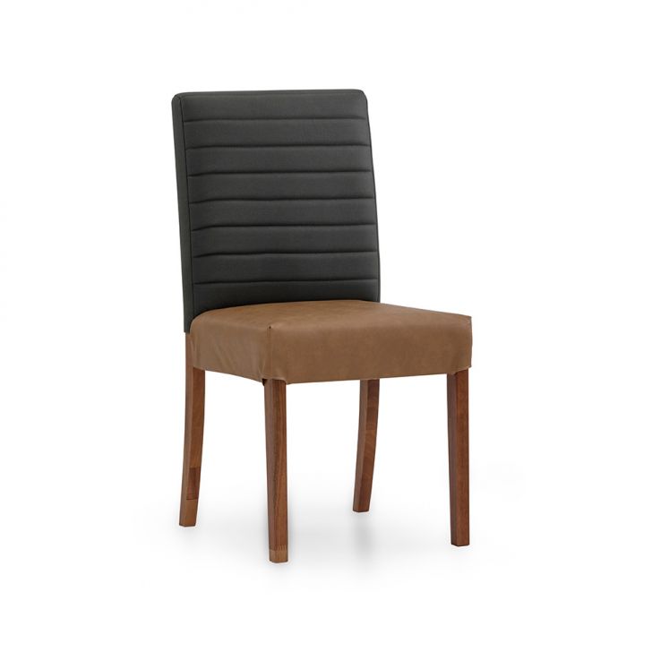 Cadeira Bailey Revestimento Sintético Caramelo e Chumbo Esverdeado