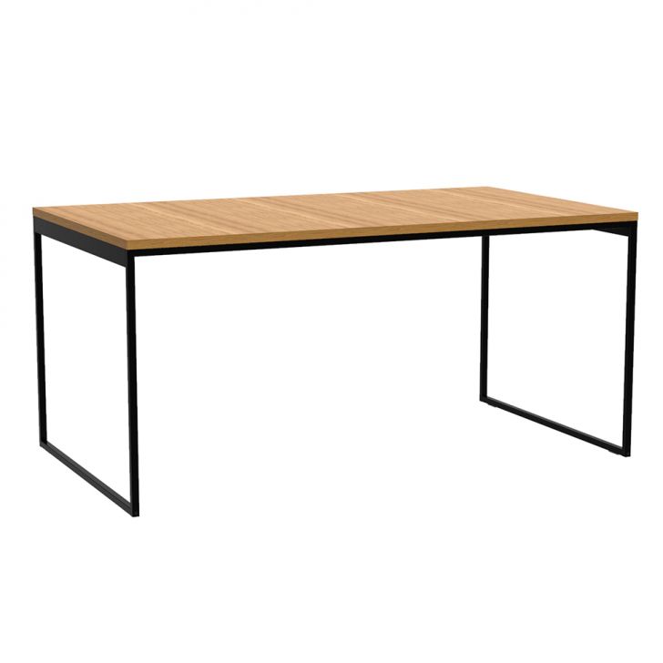 Mesa de Jantar Retangular Stanford Amêndoa e Preta 135 cm