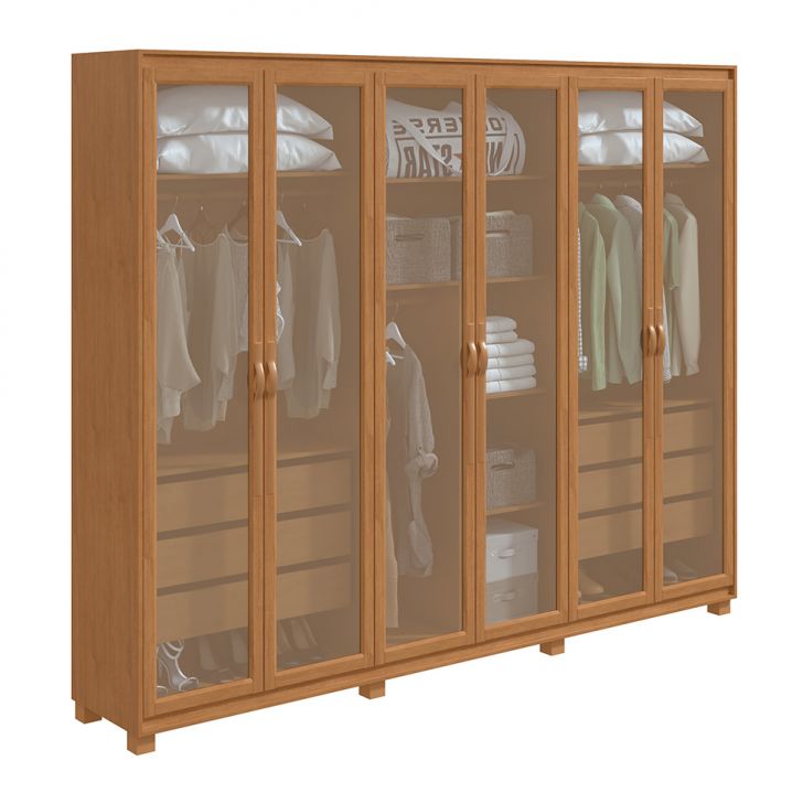 Guarda-roupa Casal Com Reflecta E Pés Suavitá 6 Pt 6 Gv Amêndoa Clean