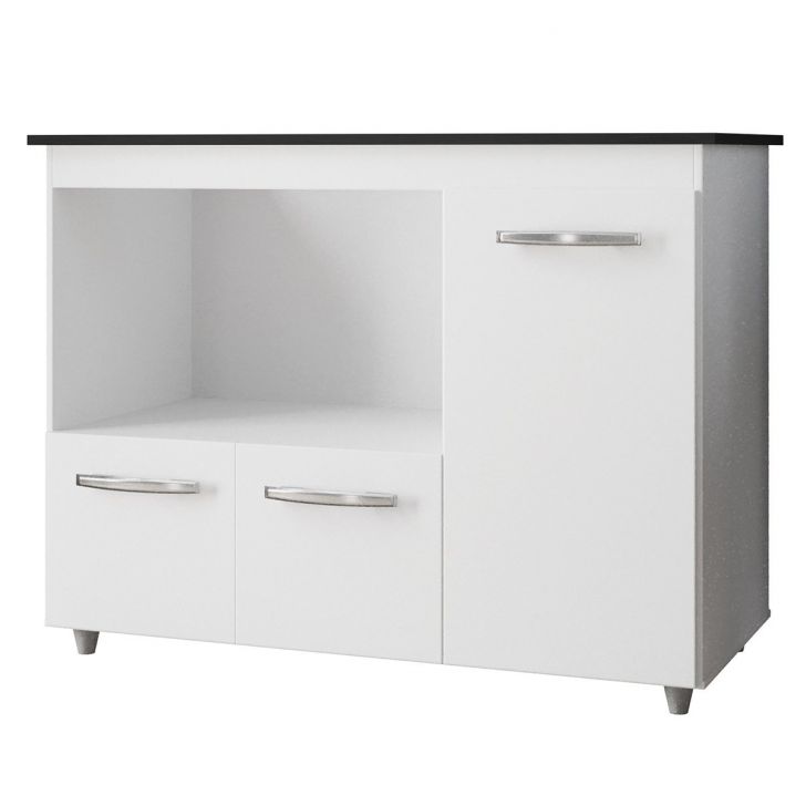 Balcão Cooktop 3 Portas MDP Dobradiças Metálicas Pés Anita Branco