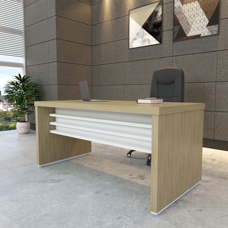 Escrivaninha Tebis Carvalho e Branca 159 cm