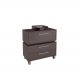 Gabinete Suspenso 80cm Alice Grafite com Balcão Cuba Preta 2 Gavetas Com 1 Basculante Para Banheiro