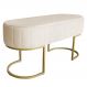 Banco | Banqueta Recamier Estofado Luana Base Gold Veludo Bege - Montanaris Decor