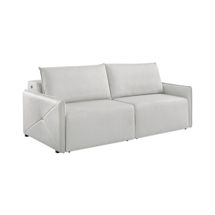 Sofá 3 Lugares Retrátil Urban Com Usb Linho Cinza 220 Cm