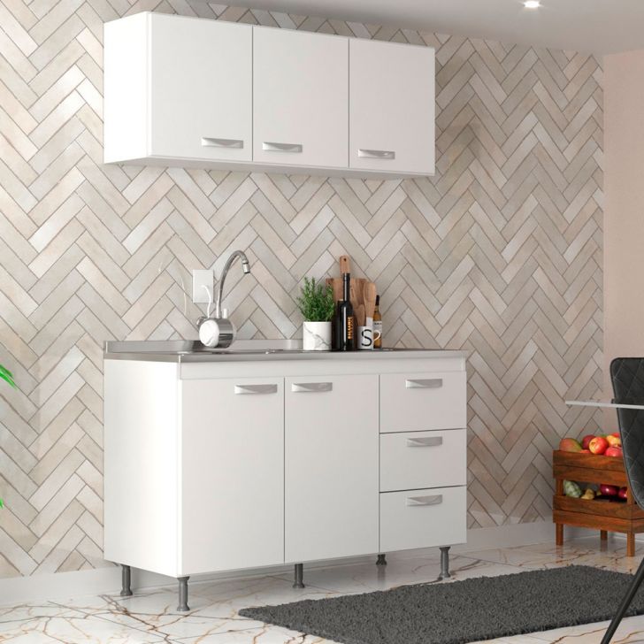 Cozinha Compacta Ipanema 5 Portas 3 Gavetas Branca