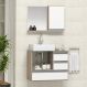 Conjunto Gabinete Banheiro POLO 60 Madeirado / Branco