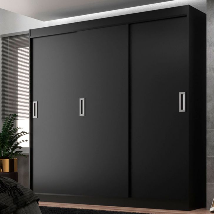 Guarda-roupa Casal Lisboa 3 Portas 2 Gavetas Preto