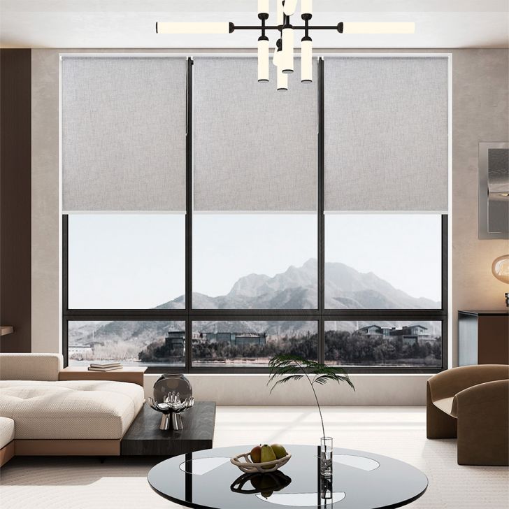 Persiana Corta Luz Bloom Linho Cinza 160x160