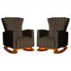 Kit 02 Poltronas Decorativa Melinda Pés Balanço Veludo Marrom