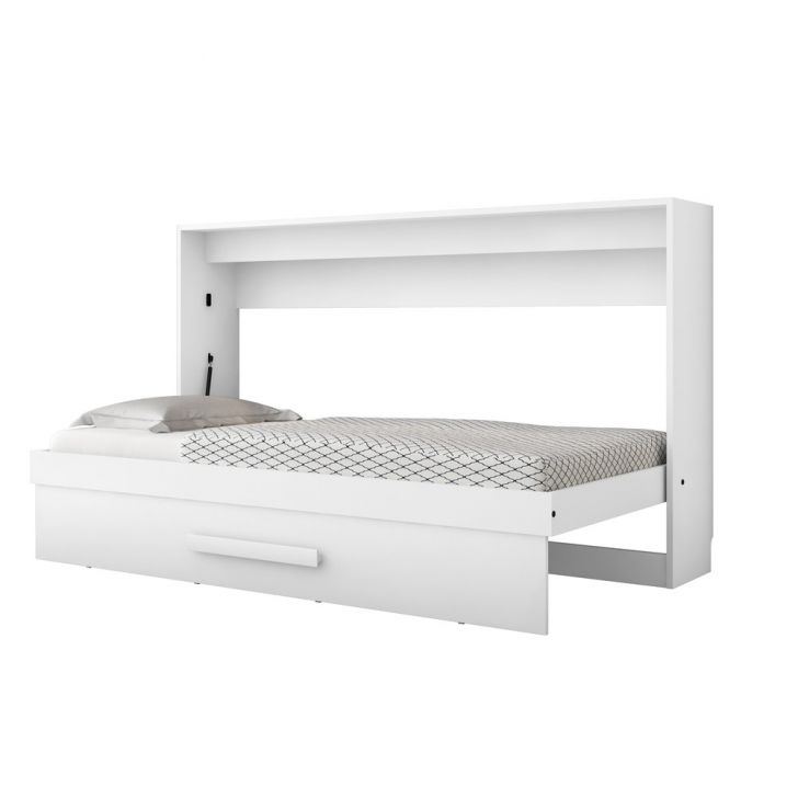 Cama Solteiro Retrátil Kalie Branco com Colchão