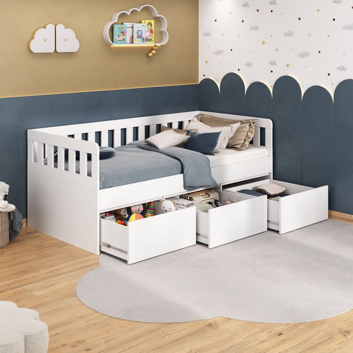 Cama Infantil/ Juvenil 3 Gavetas Branco - Foscarini