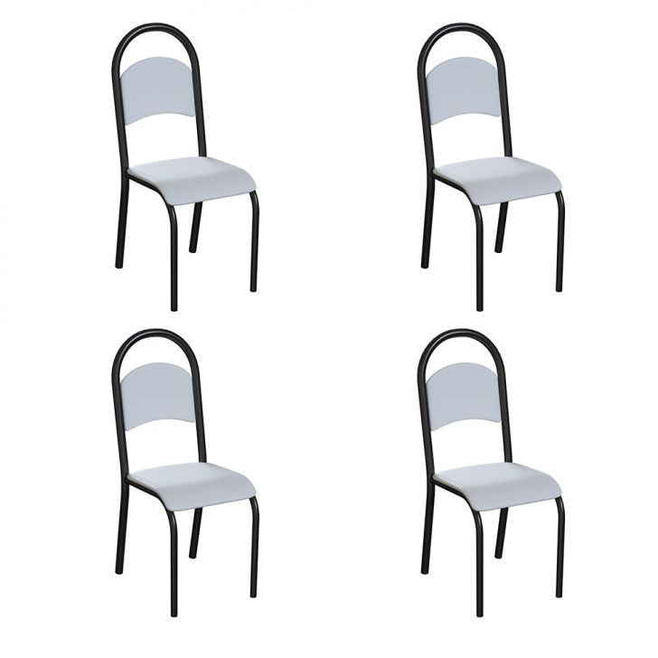 Conjunto Com 4 Cadeiras Wodon Branco E Preto