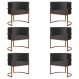 Kit 6 Poltronas Decorativa Luana Base Bronze Veludo Cinza - Montanaris Decor