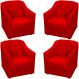 Kit 4 Poltronas Decorativas Para Sala Mila Suede Vermelho Pé De Plástico - Clique E Decore