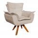 Poltrona Giratória Opala Suede Bege Base Madeira MM30 D'Rossi
