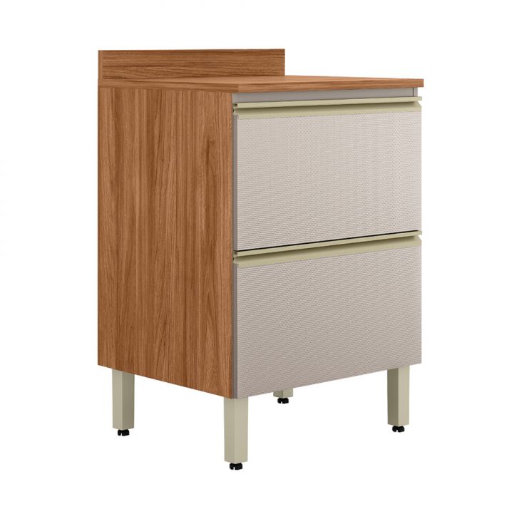 Balcão com Tampo Proença 1 Porta 1 Gaveta Bege e Nogueira