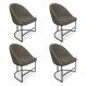Kit 04 Cadeiras Poltrona de Jantar Bela Suede Marrom Rato Base Metálica Industrial Preto - Pallazio