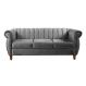 Sofá Chesterfield Realeza 3 Lugares Decoração Retrô - Suede Cinza