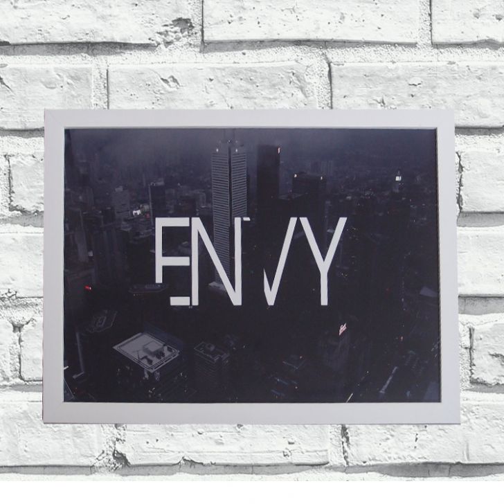 Quadro Decorativo Sala Metal Cidade Envy Cor Preto 29x41x2cm