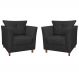 Kit 02 Poltronas Decorativas Isis Pés de Madeira Suede Preto - DS Estofados