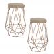Kit 2 Banqueta Decorativa Rubel Base Gold Veludo Bege G41 - Gran Belo