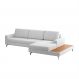 Sofá 6 Lugares Loft com Chaise Direito e Deck de Apoio Linho Cinza Claro 292 cm