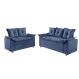 Conjunto Sofá 2 e 3 Lugares Viena Veludo Azul