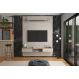 Conj. Painel Mendonza Frisado C/ Prateleira - Off White + Bancada Gália 1.9 2 Gaveteiros - Off White/Jequitiba