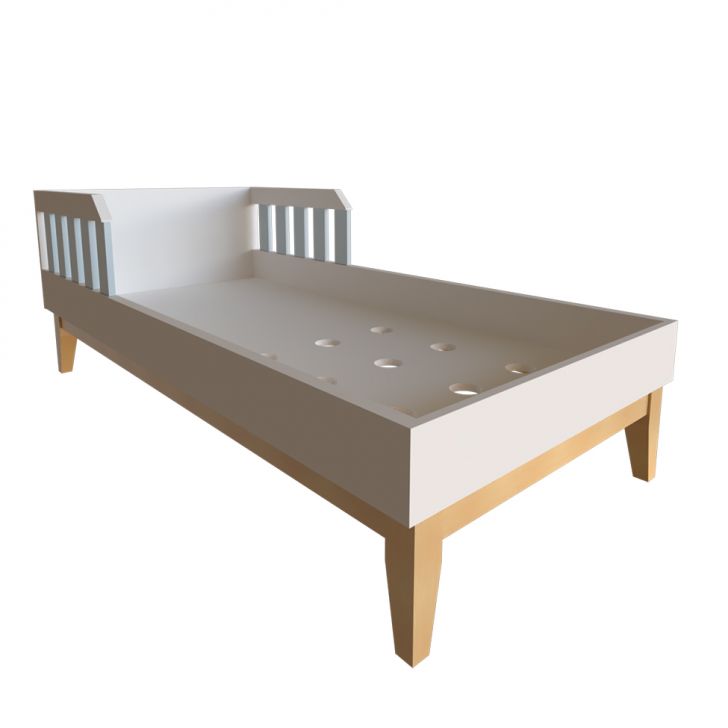 Cama Infantil Milou Branca e Cinza Cristal