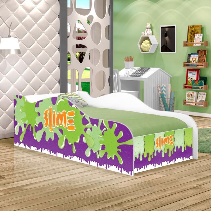 Cama Fun Slime Menino Solteiro Com Colchão