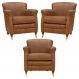 Kit 03 Poltronas Decorativas Sala de Estar Brunei Pés Príncipe Couro Mel G58 - Gran Belo