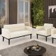 Conjunto Poltrona e Namoradeira Decorativa Karen Pés Fixo em Madeira Preto Veludo Bege G19 - Gran Belo