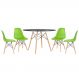 Mesa redonda Eames 120 cm preto + 4 cadeiras Eiffel DSW Verde claro